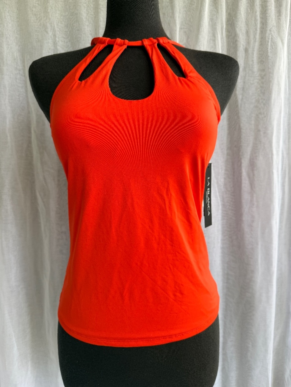 La Blanca Island Goddess Orange Tankini Top | Size 10 | High Neck Underwire NWT